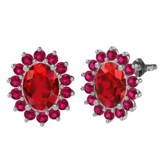 Garnet ve rodolit garnet 8 ayar beyaz altın küpe