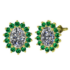 Eda Küpe - Swarovski ve yeşil kuvars 8 ayar altın küpe #uggw5m