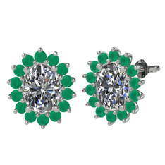 Eda Küpe - Swarovski ve kök zümrüt 14 ayar beyaz altın küpe #wh8qe0