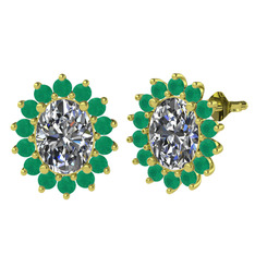 Eda Küpe - Swarovski ve kök zümrüt 8 ayar altın küpe #ylsb77