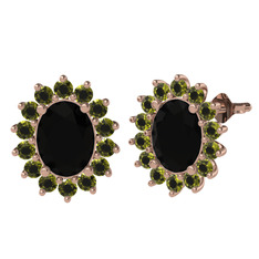 Eda Küpe - Siyah zirkon ve peridot 8 ayar rose altın küpe #z3tf4v