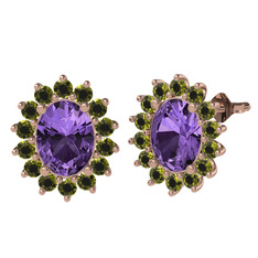 Eda Küpe - Ametist ve peridot 18 ayar rose altın küpe #zvslos