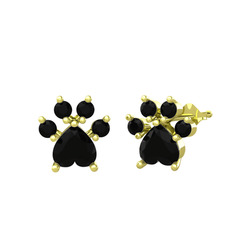 Pati Küpe - Siyah zirkon 14 ayar altın küpe #gfa10d