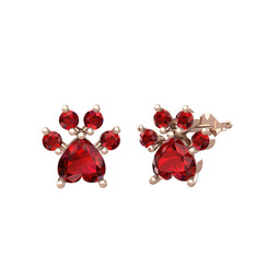 Pati Küpe - Garnet 14 ayar rose altın küpe #y80g80