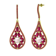 Pembe inci ve rodolit garnet 14 ayar altın küpe