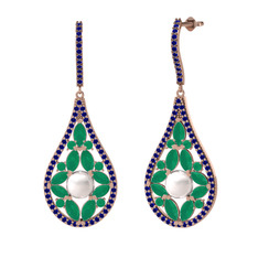 Apodemia İnci Küpe - Inci, kök zümrüt ve lab safir 14 ayar rose altın küpe #14g711y