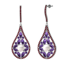 Apodemia İnci Küpe - Inci, ametist ve kök yakut 925 ayar gümüş küpe #18i8ou9