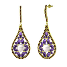 Apodemia İnci Küpe - Inci, ametist ve dumanlı kuvars 925 ayar altın kaplama gümüş küpe #1b5uwxe