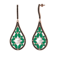 Apodemia İnci Küpe - Inci, kök zümrüt ve siyah zirkon 8 ayar rose altın küpe #1gqeszq