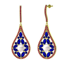 Apodemia İnci Küpe - Inci, lab safir ve rodolit garnet 925 ayar altın kaplama gümüş küpe #1hiq5ut