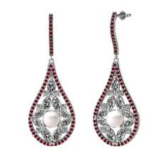 Apodemia İnci Küpe - Inci, swarovski ve kök yakut 925 ayar gümüş küpe #1k6xg8e