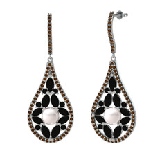 Apodemia İnci Küpe - Inci, siyah zirkon ve dumanlı kuvars 925 ayar gümüş küpe #1l0c910