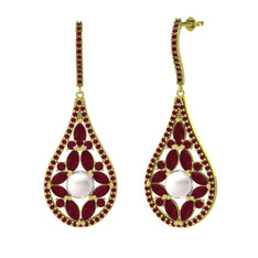 Apodemia İnci Küpe - Inci ve kök yakut 14 ayar altın küpe #1odbze1