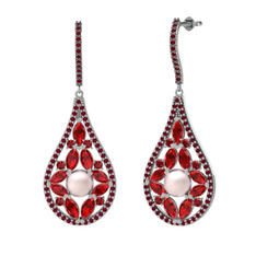 Apodemia İnci Küpe - Pembe inci, garnet ve kök yakut 925 ayar gümüş küpe #1q12bgq