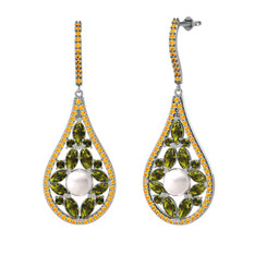 Apodemia İnci Küpe - Inci, peridot ve sitrin 925 ayar gümüş küpe #1qfd715