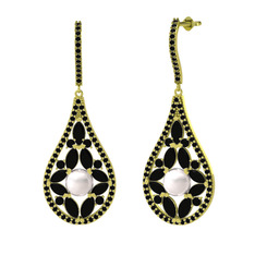 Apodemia İnci Küpe - Inci ve siyah zirkon 14 ayar altın küpe #1qhdalq