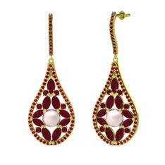 Apodemia İnci Küpe - Pembe inci, kök yakut ve garnet 8 ayar altın küpe #1y4e00q