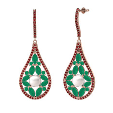 Apodemia İnci Küpe - Inci, kök zümrüt ve garnet 925 ayar rose altın kaplama gümüş küpe #5xqyf