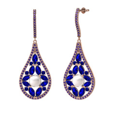 Apodemia İnci Küpe - Inci, lab safir ve ametist 925 ayar rose altın kaplama gümüş küpe #bf3guz