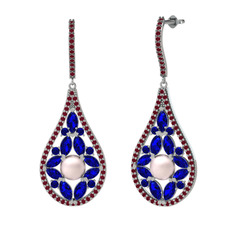 Apodemia İnci Küpe - Pembe inci, lab safir ve kök yakut 925 ayar gümüş küpe #cb4tuy