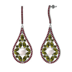 Apodemia İnci Küpe - Inci, peridot ve kök yakut 925 ayar gümüş küpe #df1z53