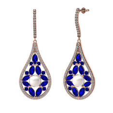 Apodemia İnci Küpe - Inci, lab safir ve swarovski 8 ayar rose altın küpe #elo98p
