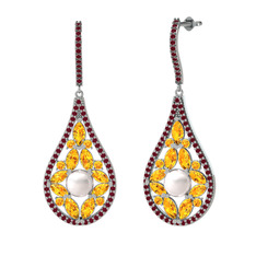 Apodemia İnci Küpe - Inci, sitrin ve kök yakut 925 ayar gümüş küpe #ey5bvt