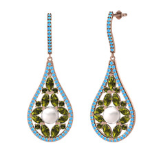 Apodemia İnci Küpe - Inci, peridot ve akuamarin 18 ayar rose altın küpe #imqk6f