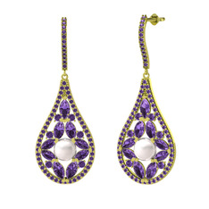 Apodemia İnci Küpe - Inci ve ametist 14 ayar altın küpe #ip9lur