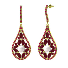 Apodemia İnci Küpe - Inci, kök yakut ve rodolit garnet 8 ayar altın küpe #nufhwq