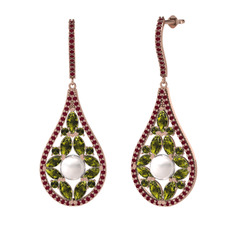 Apodemia İnci Küpe - Inci, peridot ve kök yakut 14 ayar rose altın küpe #q5fysw