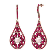 Apodemia İnci Küpe - Pembe inci ve rodolit garnet 14 ayar rose altın küpe #ugb7gr