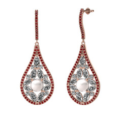 Apodemia İnci Küpe - Inci, swarovski ve garnet 14 ayar rose altın küpe #yh96l2