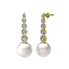 Lleu İnci Küpe - Inci ve beyaz zirkon 8 ayar altın küpe #1ldbpt2