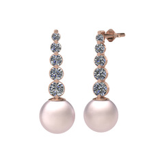 Pembe inci ve pırlanta 18 ayar rose altın küpe (2.4 karat)
