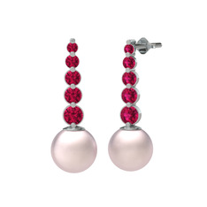 Pembe inci ve rodolit garnet 925 ayar gümüş küpe