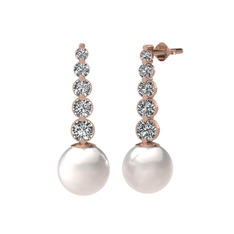 Lleu İnci Küpe - Inci ve swarovski 14 ayar rose altın küpe #1u7evx