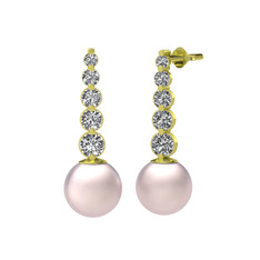 Lleu İnci Küpe - Pembe inci ve swarovski 925 ayar altın kaplama gümüş küpe #1yw1u4y