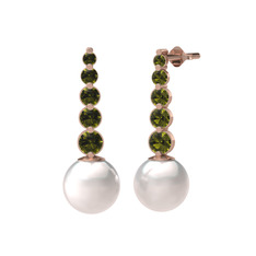 Lleu İnci Küpe - Inci ve peridot 925 ayar rose altın kaplama gümüş küpe #dsl6b7