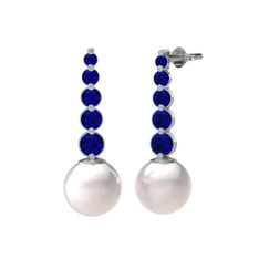 Lleu İnci Küpe - Inci ve lab safir 925 ayar gümüş küpe #l9pge0