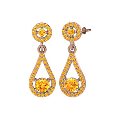 Montezuma Küpe - Sitrin 8 ayar rose altın küpe #10trpza