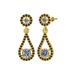 Montezuma Küpe - Pırlanta ve dumanlı kuvars 8 ayar altın küpe (2 karat) #11fv4cd