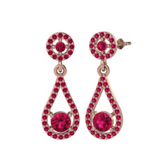 Montezuma Küpe - Rodolit garnet 18 ayar rose altın küpe #135rt8e