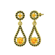 Sitrin ve peridot 14 ayar altın küpe