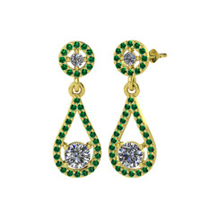 Montezuma Küpe - Pırlanta ve yeşil kuvars 8 ayar altın küpe (2 karat) #18ucoyf