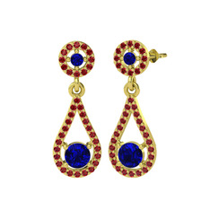 Lab safir ve garnet 8 ayar altın küpe