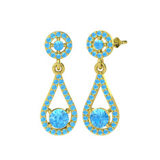 Montezuma Küpe - Akuamarin 18 ayar altın küpe #1dpex0r