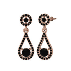 Montezuma Küpe - Siyah zirkon 18 ayar rose altın küpe #1ewp21r