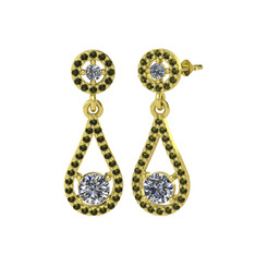 Montezuma Küpe - Pırlanta ve peridot 925 ayar altın kaplama gümüş küpe (2 karat) #1f502lt