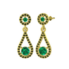 Montezuma Küpe - Yeşil kuvars ve peridot 18 ayar altın küpe #1g95o91